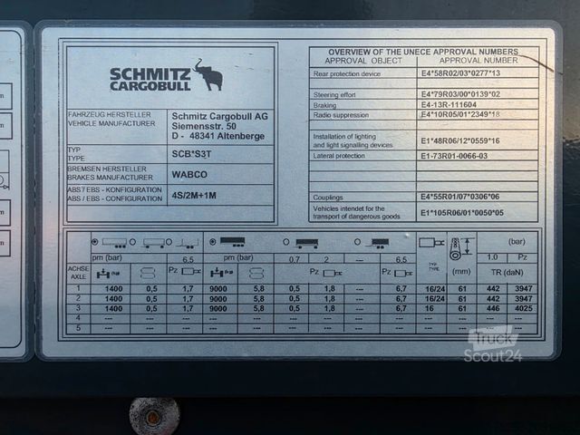 Åben sættevogn med presenning SCHMITZ CARGOBULL SCS 24/L - 13.62 EB / Lift / EDSCHA/Stapleraufn.