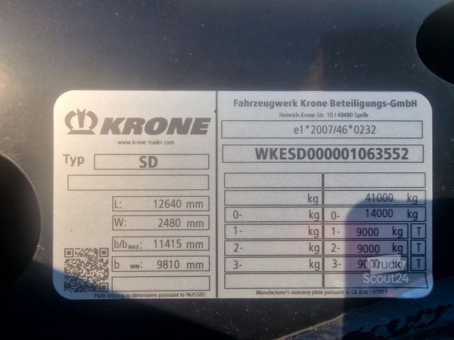 Ημιρυμουλκούμενο εναλλάξιμου αμαξώματος KRONE SD / Liftachse / 11.035-12.640
