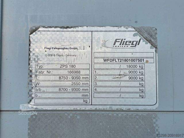 Anhänger mit offener Pritsche FLIEGL ZPS180 / Baustoff / Alu-Felgen / 40 mm