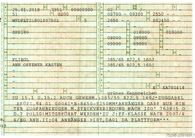 Anhänger mit offener Pritsche FLIEGL ZPS180 / Baustoff / Alu-Felgen / 40 mm