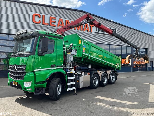 قلابة مع رافعة Mercedes-Benz Arocs 3743 8x4 Euro 6 HMF 19 Tonmeter Elektrisc...