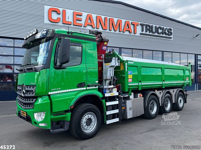 قلابة مع رافعة Mercedes-Benz Arocs 3743 8x4 Euro 6 HMF 19 Tonmeter Elektrisc...