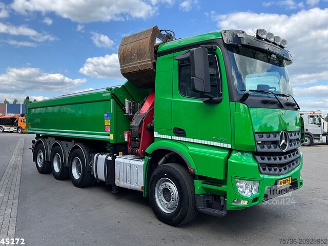 قلابة مع رافعة Mercedes-Benz Arocs 3743 8x4 Euro 6 HMF 19 Tonmeter Elektrisc...