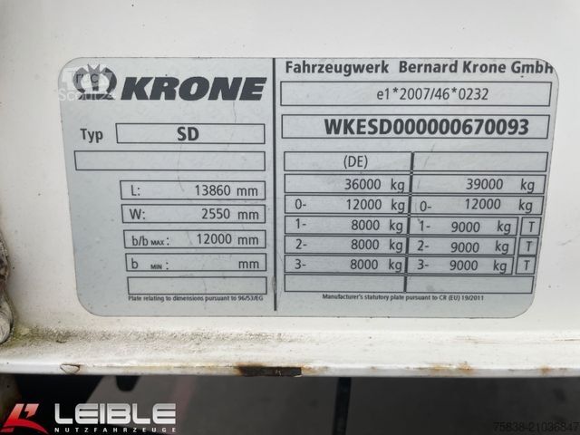 Open oplegger met zeil KRONE SD*Tautliner*Liftachse*Zertifikat*SAF-Achsen*