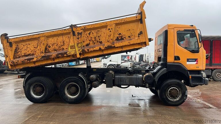 Tipper 3 côtés Renault KERAX 340 (6X6 / POMPE MANUELLE / LAMES / GRAND...