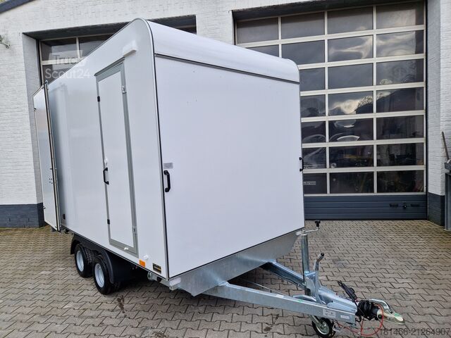 Dobozos trailershop schöner Kofferanhänger niedrige Ladefläche Seitentür 2700kg 360x200x210cm Neuverkauf