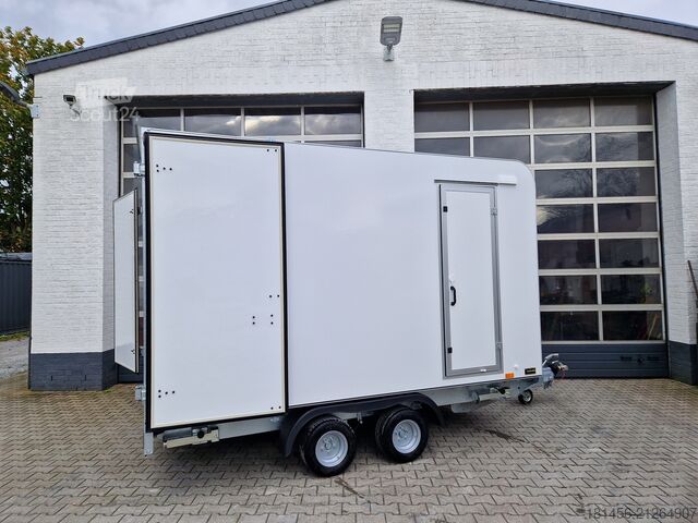 Dobozos trailershop schöner Kofferanhänger niedrige Ladefläche Seitentür 2700kg 360x200x210cm Neuverkauf