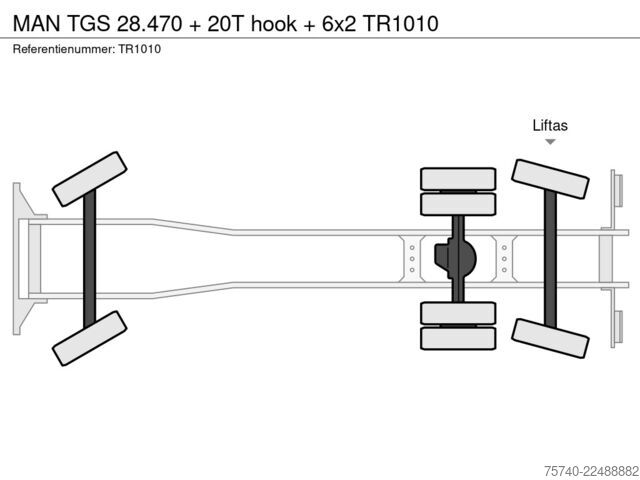 Systém ramene s hákem MAN TGS 28.470 + 20T hook + 6x2
