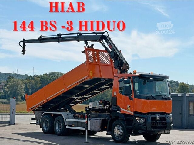 Kamyon üzerine monteli vinç RENAULT C 430 *KIPPER 6,45m*HIAB 144 BS-3 HIDUO/FUNK*6x4