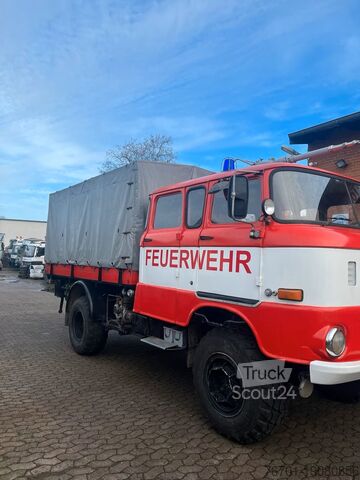 Truck with flatbed & tarpaulin IFA W50 LA Feuerwehr TLF