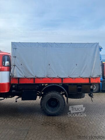 Truck with flatbed & tarpaulin IFA W50 LA Feuerwehr TLF