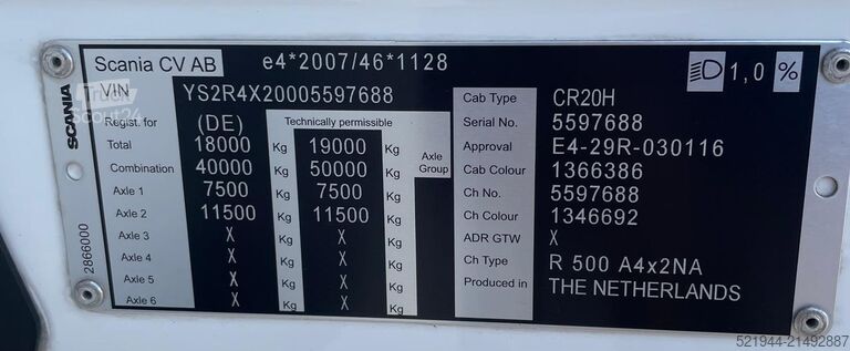 Standard SZM SCANIA R500 SZM Alcoa Alu  2xTank wenig KM