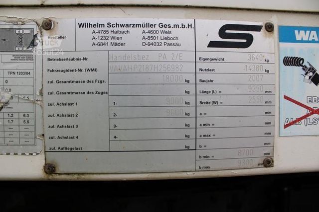 Otwarta przyczepa SCHWARZMÜLLER PA 2/E Baustoff - Nr.: 982