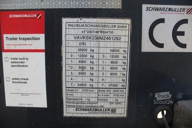 Sklopný návěs SCHWARZMÜLLER Kippmulde 28 m³ - TROMMELBREMSEN - LIFT Nr.: 292