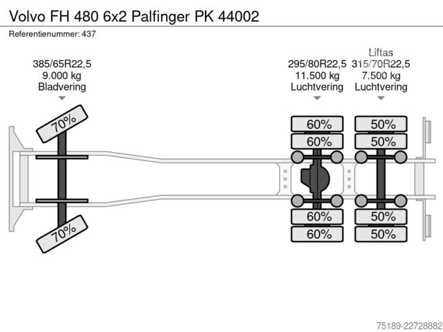 Автокран Volvo FH 480 6x2 Palfinger PK 44002
