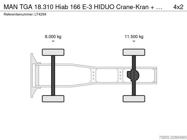 Standard-SZM MAN TGA 18.310 Hiab 166 E-3 HIDUO Crane-Kran + Remo...