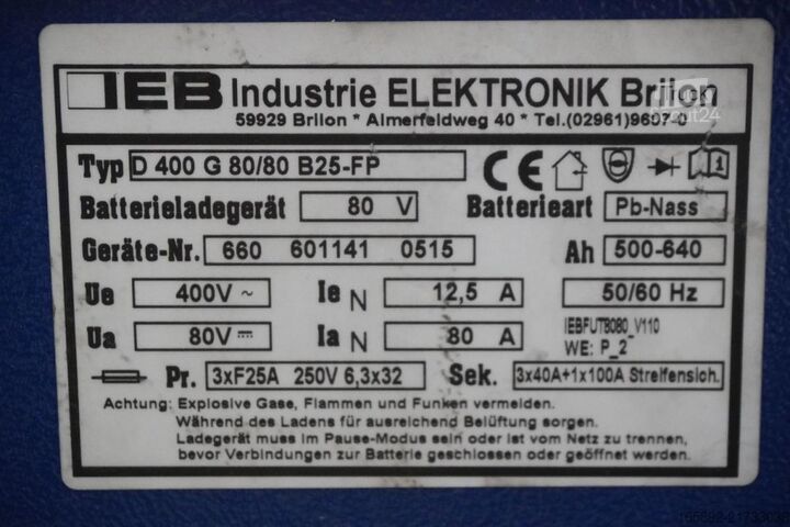 Baterija za viljuškar IEB D 400 G 80/80 B25-FP