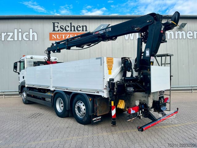 Düz kasa kamyon MAN TGS 26.460 6x2 Lift*Lenk*Pritsche*HIAB 177K Kran