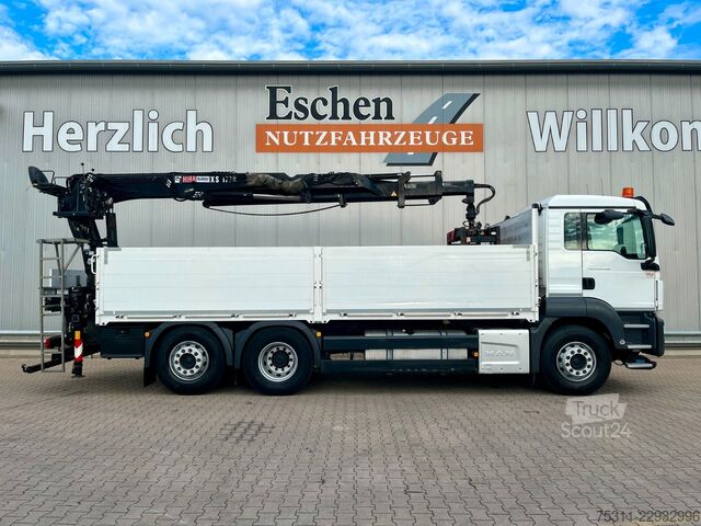 Φορτηγό με επίπεδη καρότσα MAN TGS 26.460 6x2 Lift*Lenk*Pritsche*HIAB 177K Kran