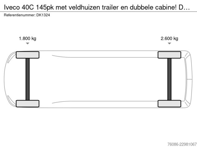  Iveco 40C 145pk met veldhuizen trailer en dubbele cab...