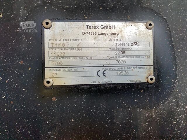 Kolové rypadlo Terex TW110 with two-piece offset boom and 3 buckets