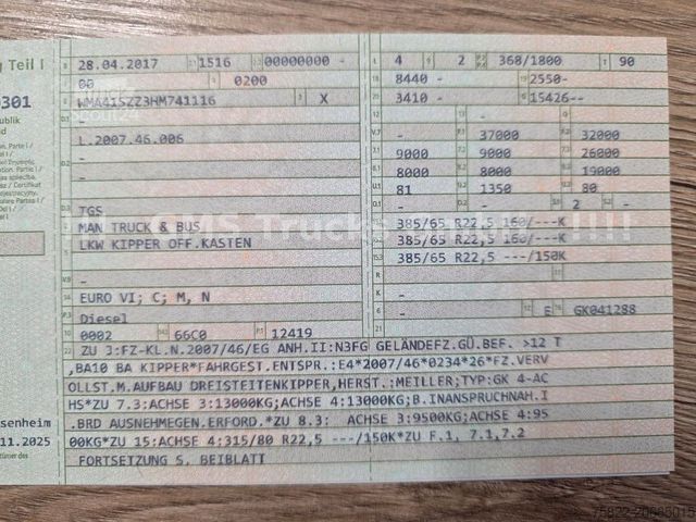 Autocarro ribaltabile MAN TGS 35.500 / 8X4 / Meiller Bordmatik