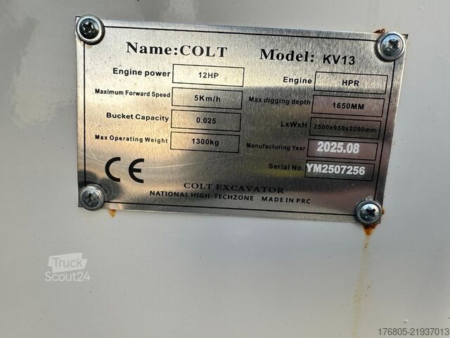 Rupsgraafmachine COLT Miniescavatore COLT KV13 1300kg Nuovo