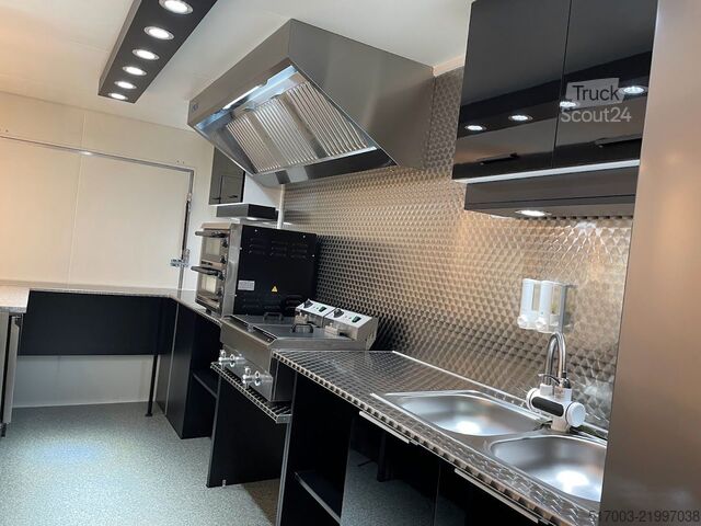 Remorque de vente, restauration Pizzawagen, Grillwagen, Imbissanhänger, Grill, Pizza, Pommes, Wurst, Nudel