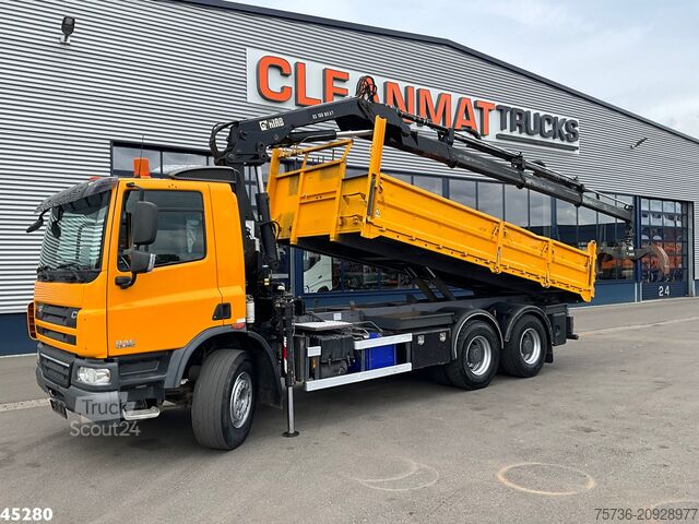 Camião basculante com grua DAF FAT 75 CF 340 6x4 Manual Full steel Hiab 16 Ton...