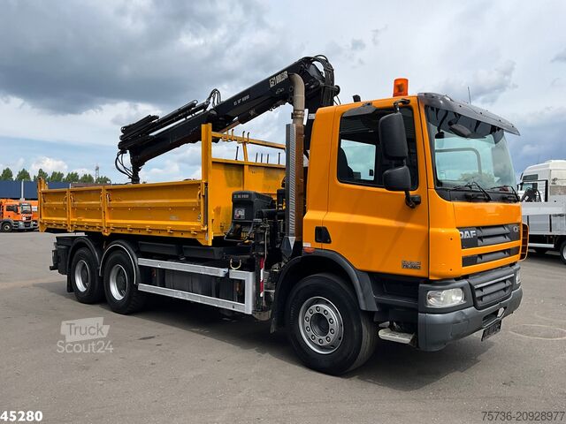 Camião basculante com grua DAF FAT 75 CF 340 6x4 Manual Full steel Hiab 16 Ton...