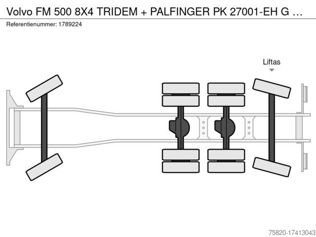 Camion cu macara Volvo FM 500 8X4 TRIDEM + PALFINGER PK 27001-EH G KRA...