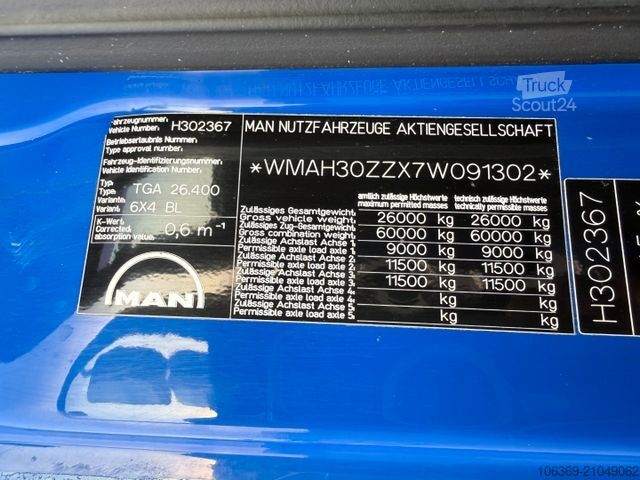 Camião-cisterna de vácuo MAN TGA 26.400 6x4 MORO 13.700 l. ADR Edelstahl