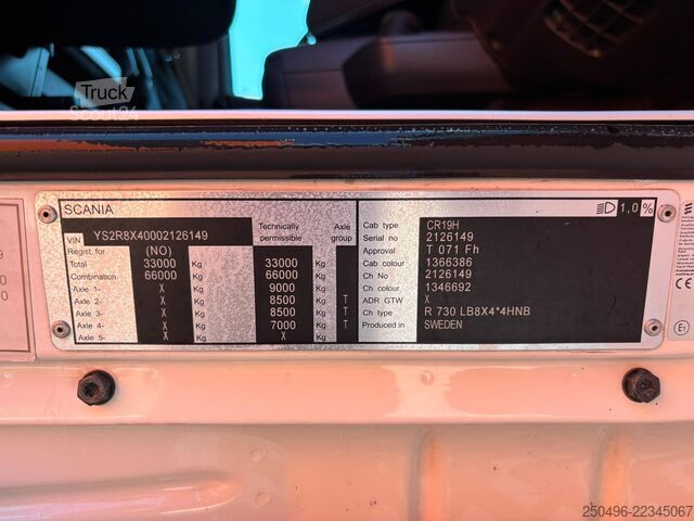 Važiuoklės kabina Scania R 730 8x4*4 FOR SALE AS CHASSIS / CHASSIS L=760...