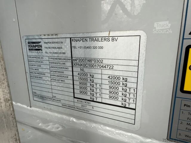 Fond mouvant Knapen Trailers 92m3 Cargo Floor 10MM  APK/TUV 12-2026