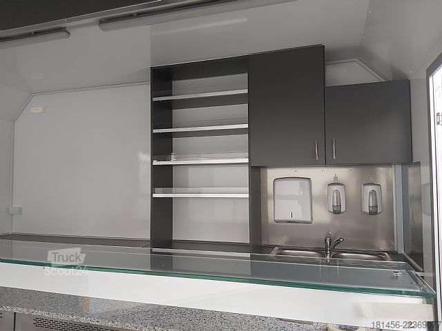 Reboque de venda trailershop Frische Kühltheke Feinkost Gastro Verkaufsmobil