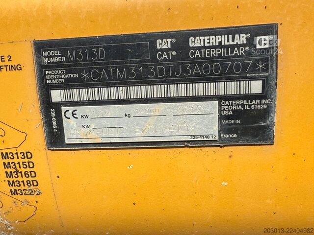 Gumikerekes kotrógép CATERPILLAR M313D Mobilbagger 14,2 Tonnen