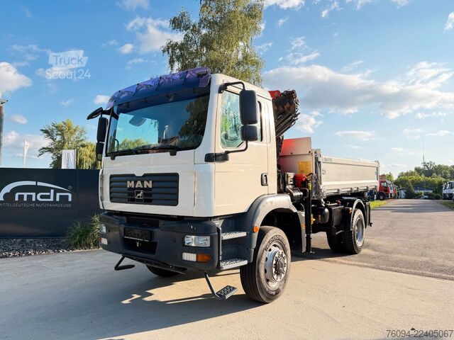 Trijų pusių savivartis sunkvežimis MAN TGM 18.330 4x4 Kipper KRAN 17m FUNK AHK