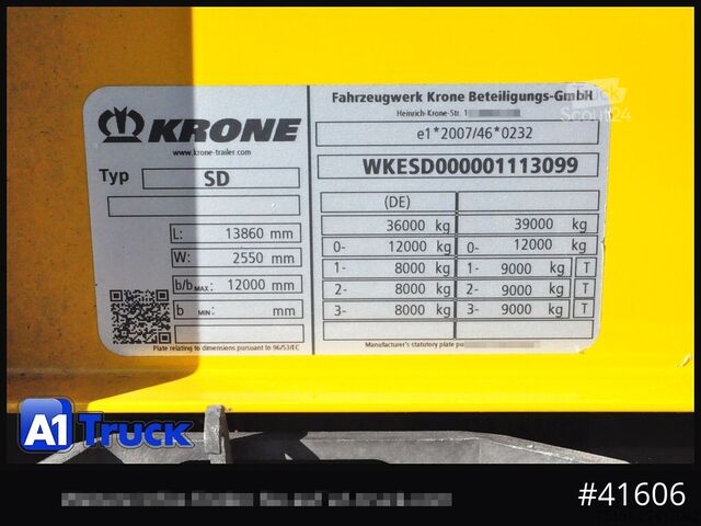 Auflieger mit Pritsche & Plane KRONE Mega, VDI 2700, Code XL, RSAB, Ice Protect.