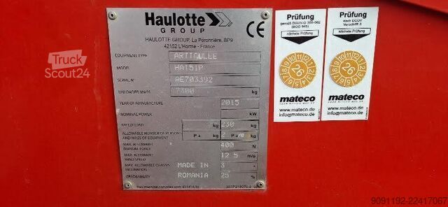 Mafsallı teleskopik çalışma platformu Haulotte HA15 IP