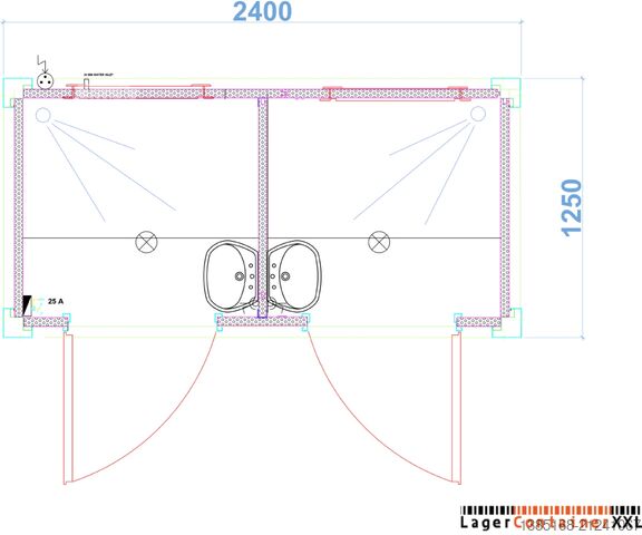 Badkamer container Elipo® Duschcontainer Sanitärcontainer Doppelkabine Dusche