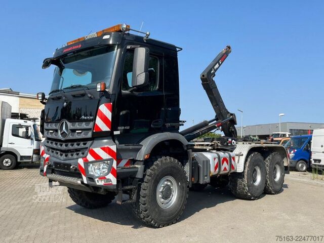 Φορτηγό γερανός roll-off MERCEDES-BENZ Arocs 3343 6x6 Abrollkipper Singelreifen kz.Rads