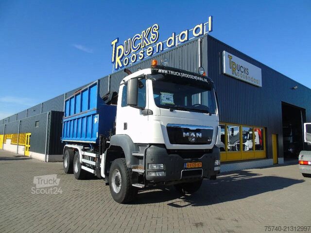 3-zijdenkipper MAN TGX + 6x6 + HIAB 166 E3 HIPRO + 3SIDE TIPPER