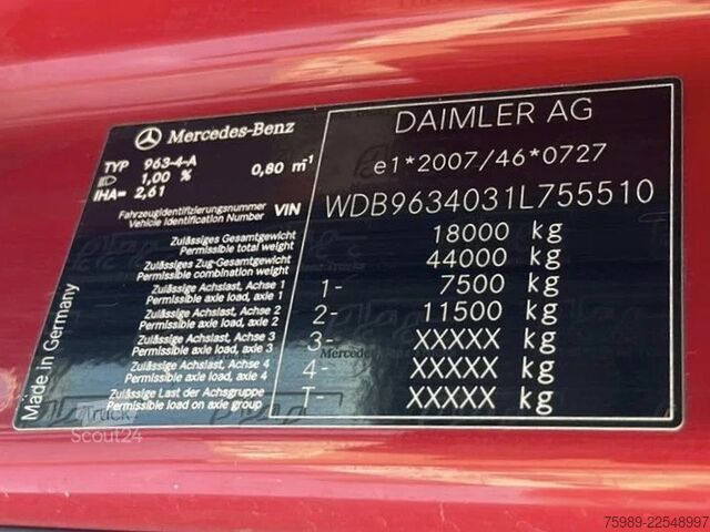 Standaard-SZM Mercedes-Benz Actros 1845 Dutch truck.  Retarder. APK till 16...