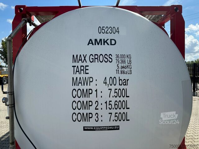 Conteneur-citerne Van Hool 20FT SWAP BODY / 30.600L / 3 comp (7.500L + 15...