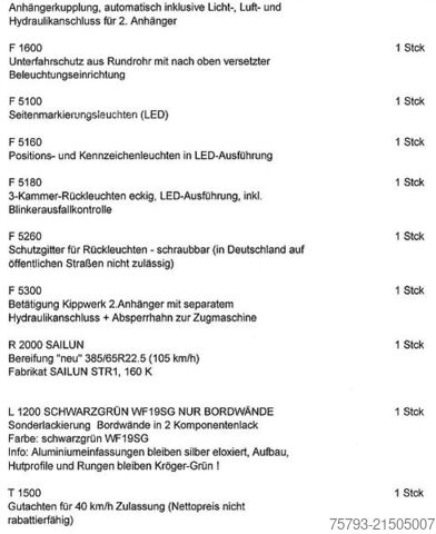 Tipper trailer Kröger 18to Interne Nr. 40768