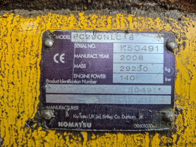 Pelle sur chenilles Komatsu PC290 NLC-8