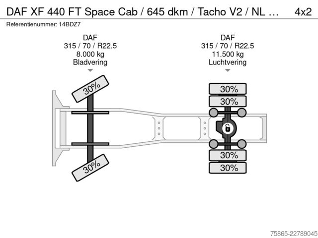 MTS standard DAF XF 440 FT Space Cab / 645 dkm / Tacho V2 / NL T...
