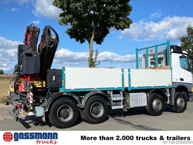 Camion cu platformă Mercedes-Benz Arocs 4151 K 8x4, Fassi Heckkran F 365 RA. 2.26 E