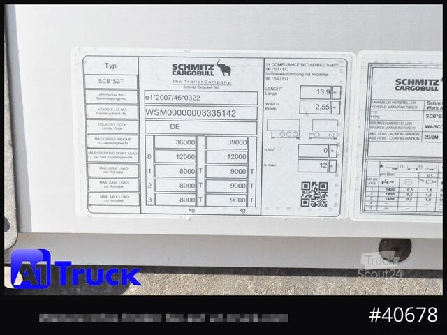 Semi-reboque aberto com lona SCHMITZ SCB  24, Mega, Speed Curtain, VDI 2700, deutsche Zulassung