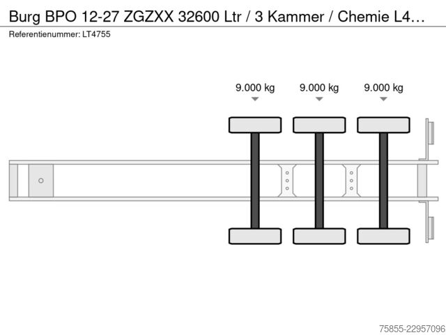 Tank Burg BPO 12-27 ZGZXX 32600 Ltr / 3 Kammer / Chemie L...